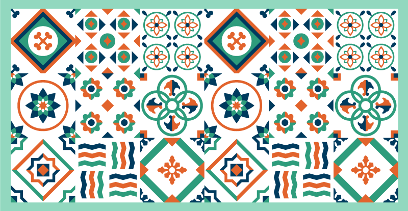 διαφορετικό πολύχρωμο πλακάκι μοτίβο πλακάκι χαλί - TenStickers