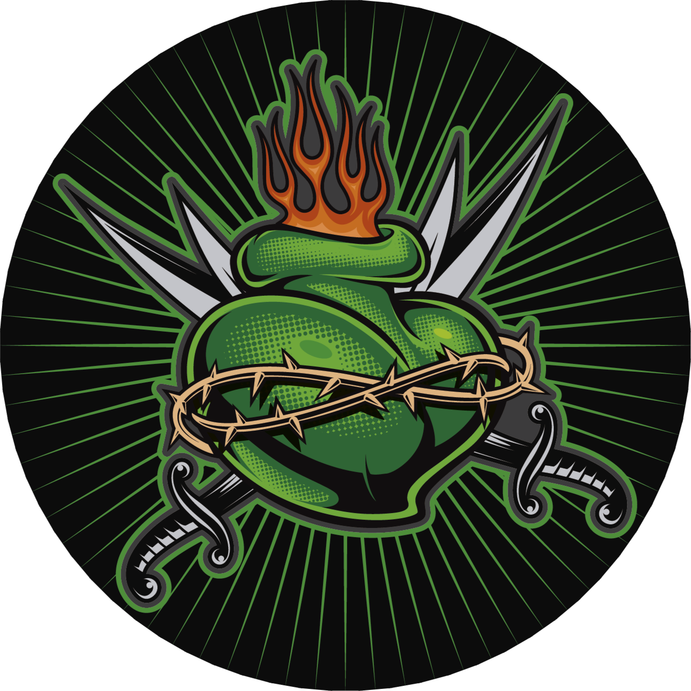 παιχνίδι βινυλίου χαλί πύρινη καρδιά σπαθιού - TenStickers