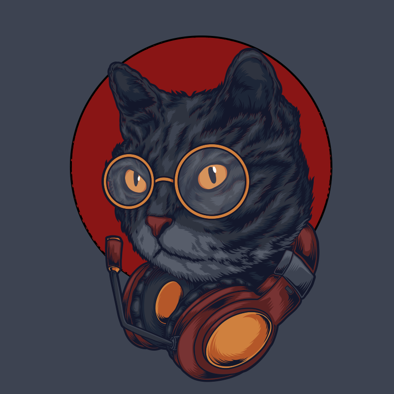 γάτα μουσική απεικόνιση χαλί ζώων - TenStickers