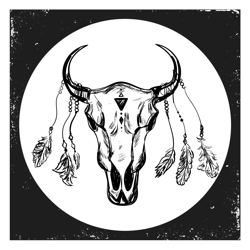 κρανίο αγελάδα boho σύνθεση εθνοτική κουβέρτα - TenStickers