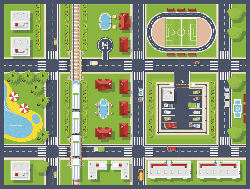 παιδικό χαλί βινυλίου χαλί δρόμου πόλης - TenStickers