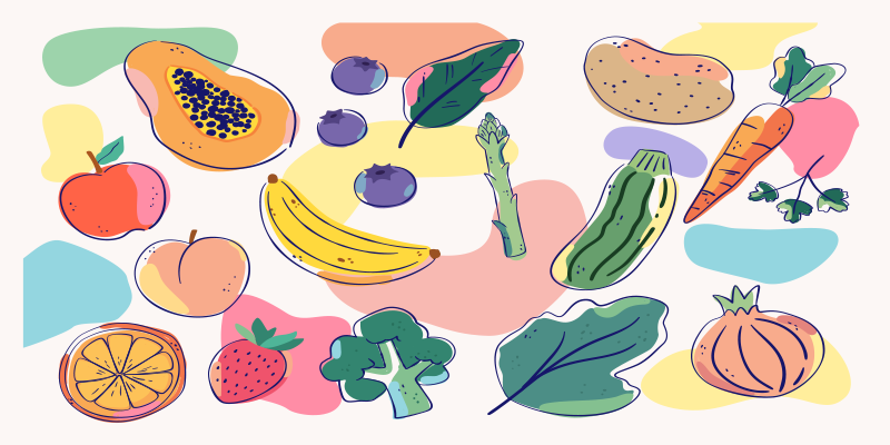 πολύχρωμα φρούτα. πλακάκια δαπέδου κουζίνας - TenStickers