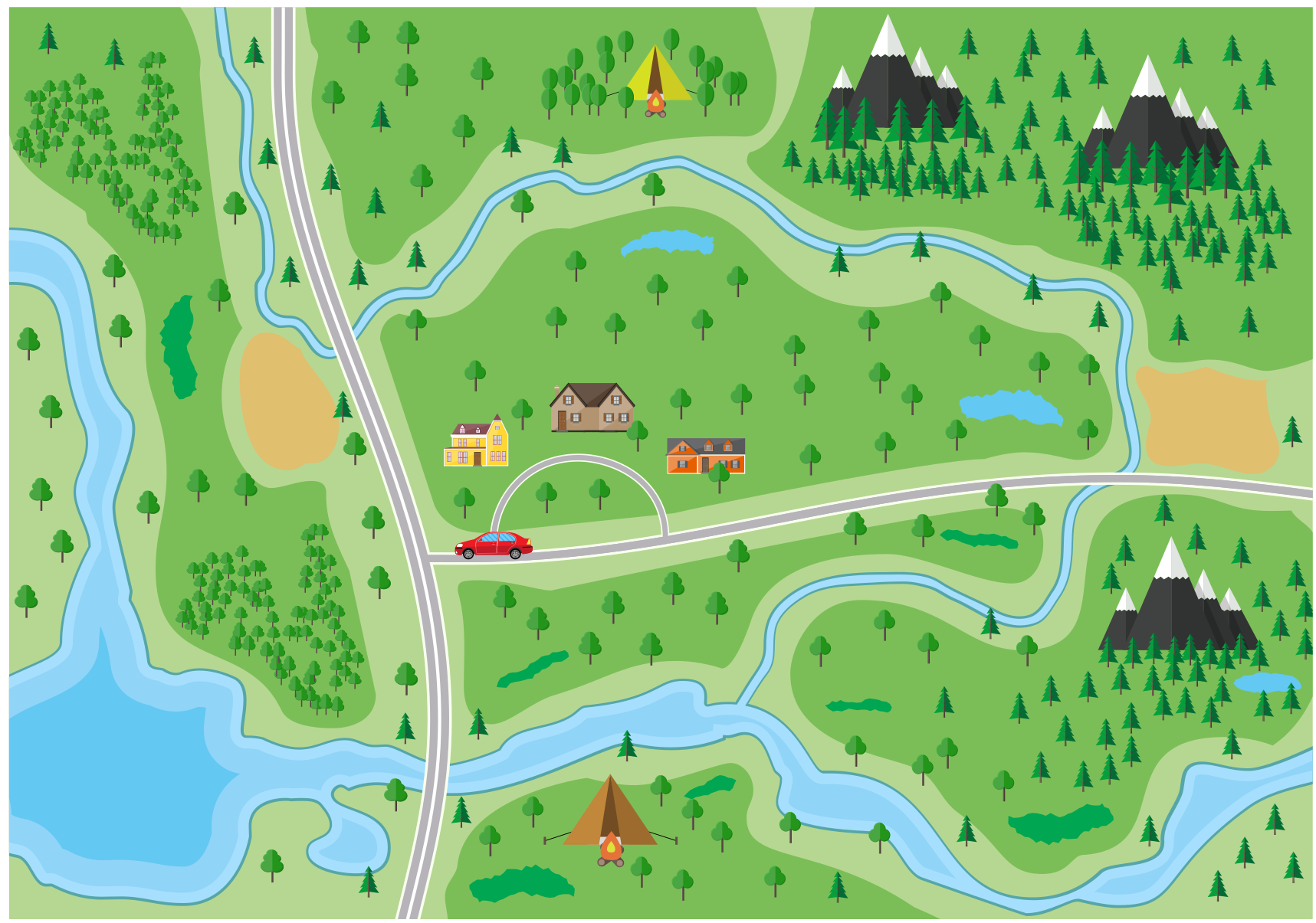 χωματόδρομος οδικός χάρτης βουνών - TenStickers