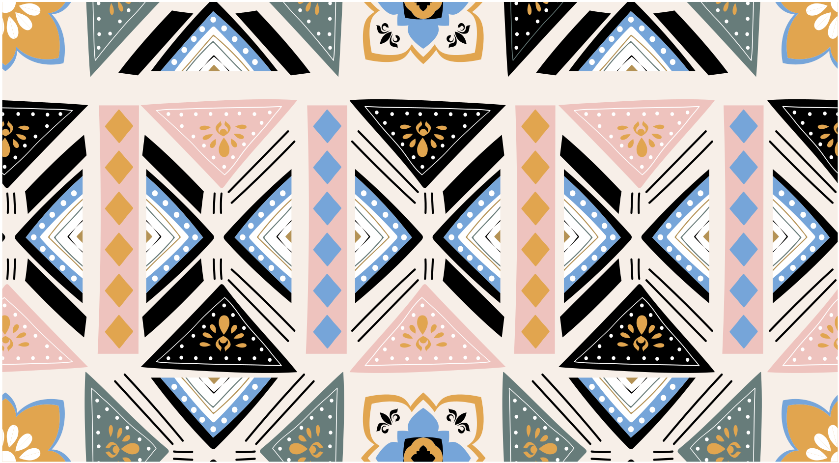 εθνοτικό μαύρο και μπλε ροζ χαλί μάνταλα - TenStickers