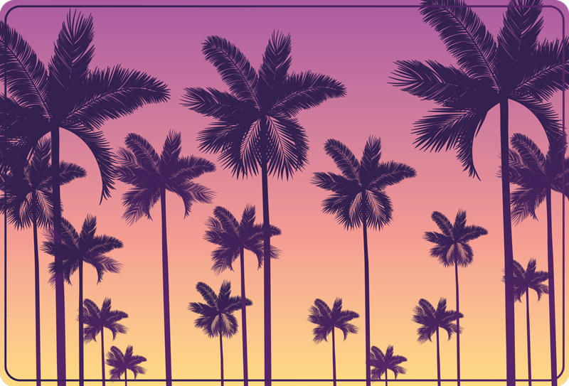 ηλιοβασίλεμα παλάμες φύση βινυλίου χαλί - TenStickers