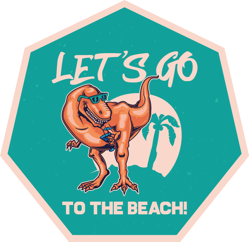 xαλί με εκτύπωση ζώου διασκέδαση δεινοσαύρων στην παραλία - TenStickers