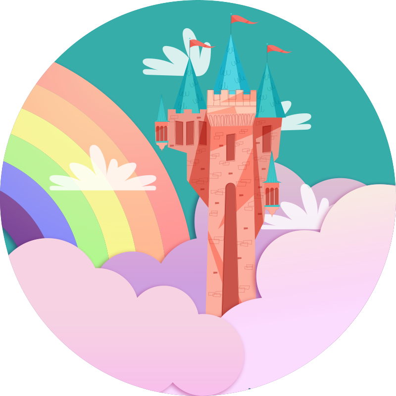 ροζ μαγικό κάστρο πριγκίπισσα παιδική κουβέρτα βινυλίου - TenStickers
