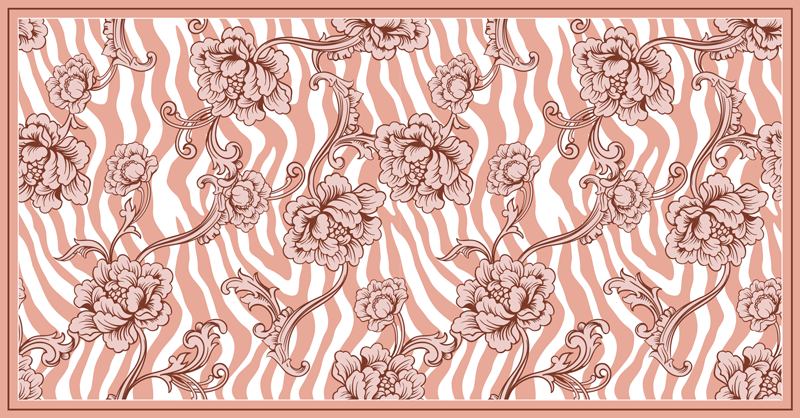 ζέβρα εκτύπωση και διακοσμητικά κοραλλιογενείς λουλουδάτες κουβέρ - TenStickers