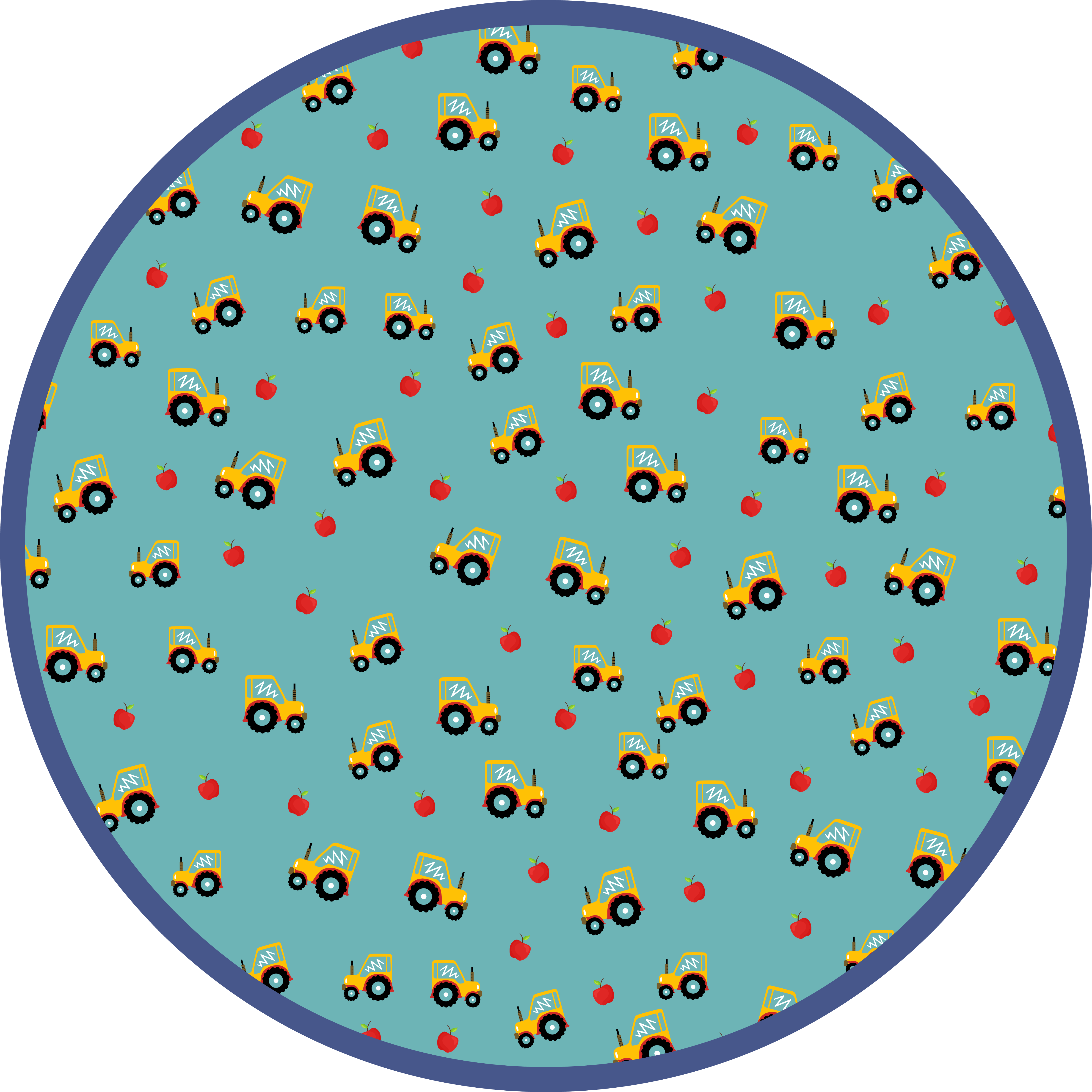 τρακτέρ και μήλα. παιδικό χαλί βινυλίου - TenStickers