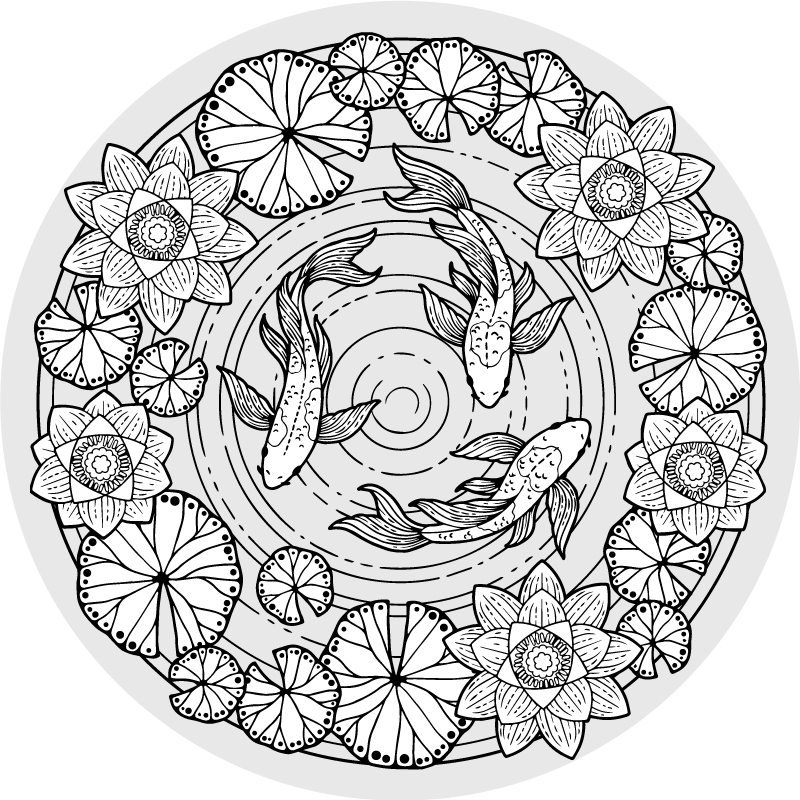 xαλί με εκτύπωση ζώου koi ψάρια γαλήνη - TenStickers