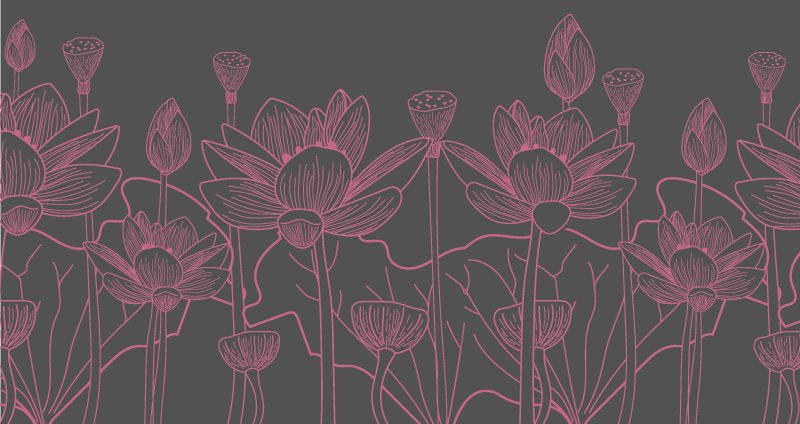 χαλί από λωτό σε γκρι και ροζ λουλούδια - TenStickers