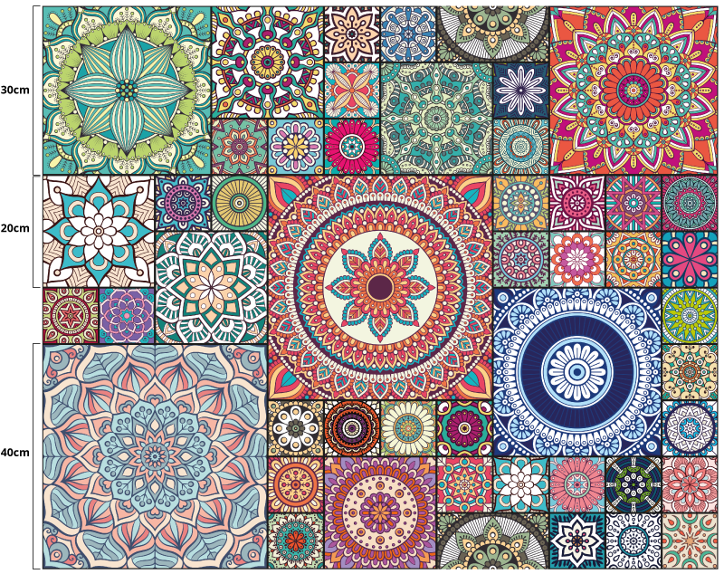 Μαντάλα πλακάκια Μάνταλα βινύλιο χαλί - TenStickers