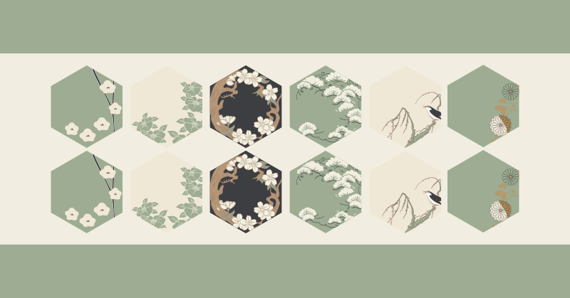 φυτά και υφές σε εξάγωνο γεωμετρικά χαλιά - TenStickers