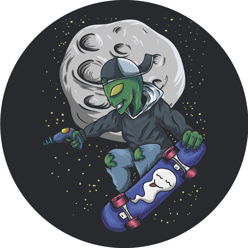 μοκέτα βινυλίου εξωγήινος που κάνει skateboard - TenStickers