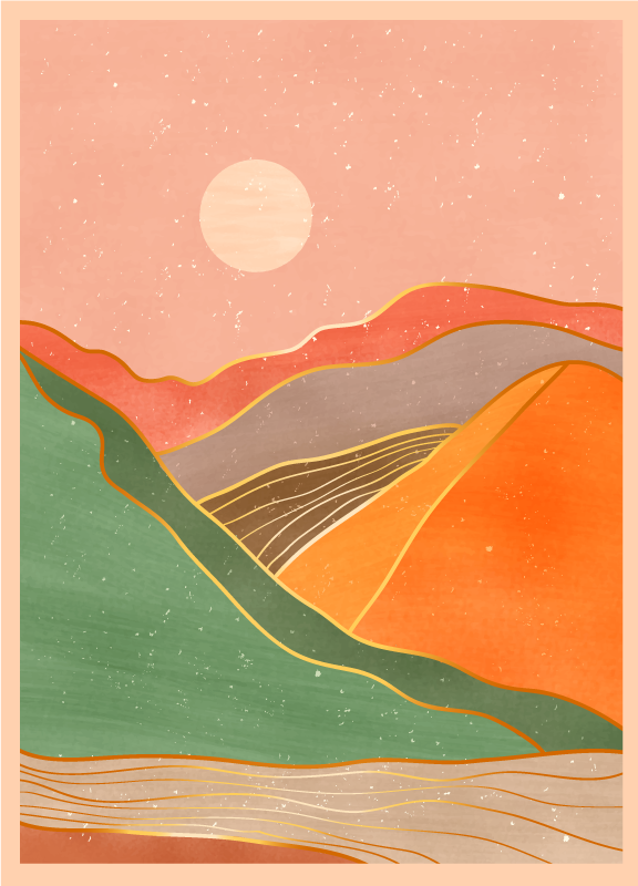 πολύχρωμο παστέλ τοπίο σκανδιναβικό χαλί βινυλίου - TenStickers