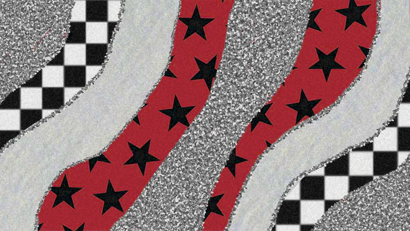 χαλί βινυλίου έναστρα κόκκινα κύματα - TenStickers