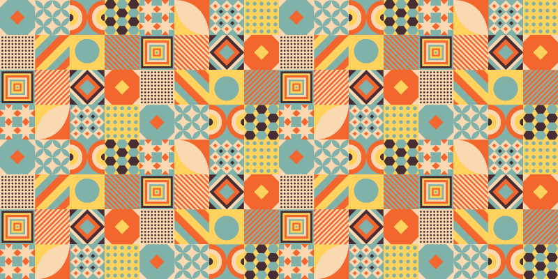 χρωματιστά γεωμετρικά πλακάκια κουβέρτα βινυλίου κουζίνας - TenStickers