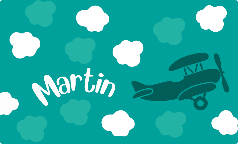 μοκέτα βινυλίου Σύννεφα και αεροπλάνο με όνομα - TenStickers