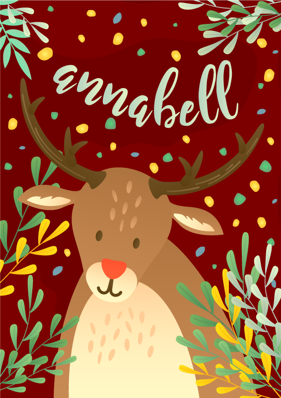 xριστουγεννιάτικο χαλί βινυλίου τάρανδος με όνομα - TenStickers