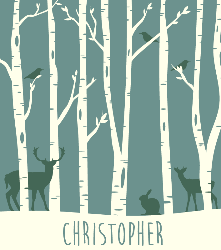 Βινυλιακό χαλί με όνομα θέμα φίλοι του δάσους - TenStickers