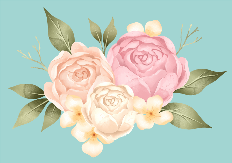 παιωνία ρεαλιστική λουλουδάτη κουβέρτα λουλουδιών - TenStickers