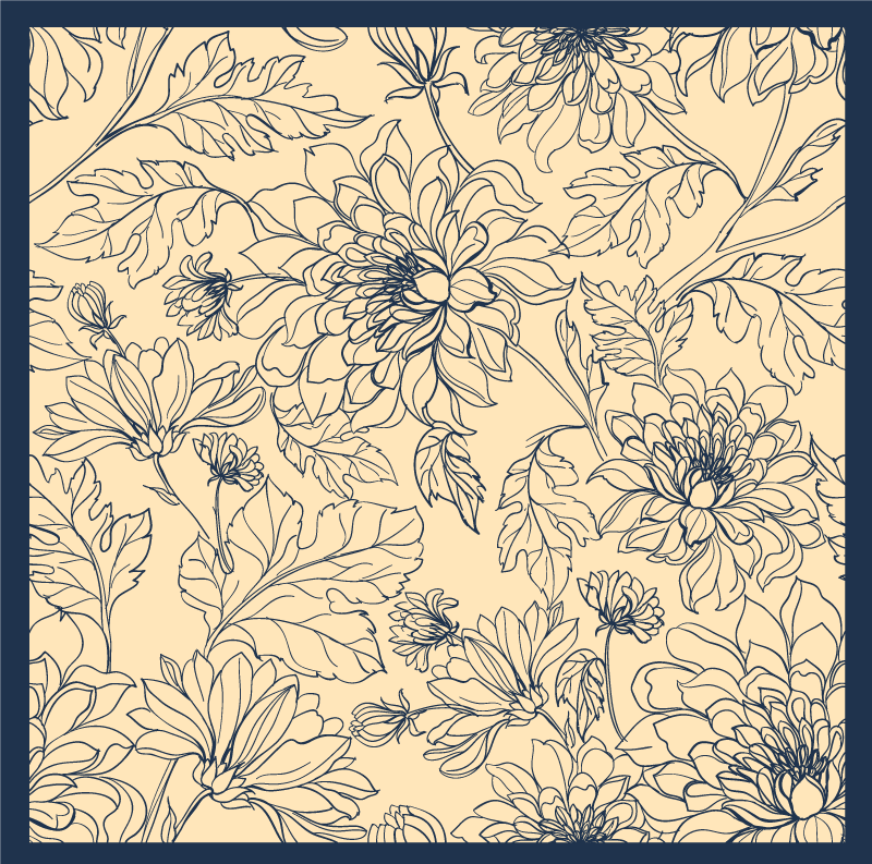 xαλί σαλονιού κομψό λουλουδάτο περίγραμμα - TenStickers