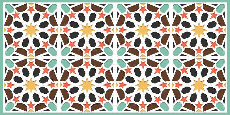 xαλί βινυλίου με εφέ πλακιδίων πολύχρωμα έναστρα πλακάκια - TenStickers