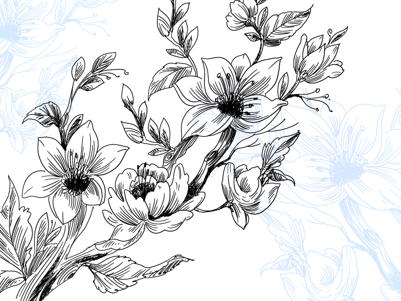 μπλε κλαδιά φύση βινυλίου χαλί - TenStickers