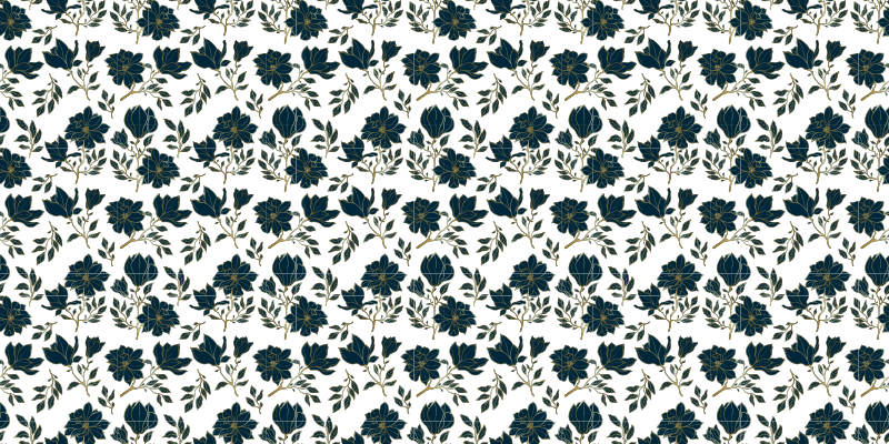 μπλε λουλούδια μοτίβο πλακάκι χαλί - TenStickers