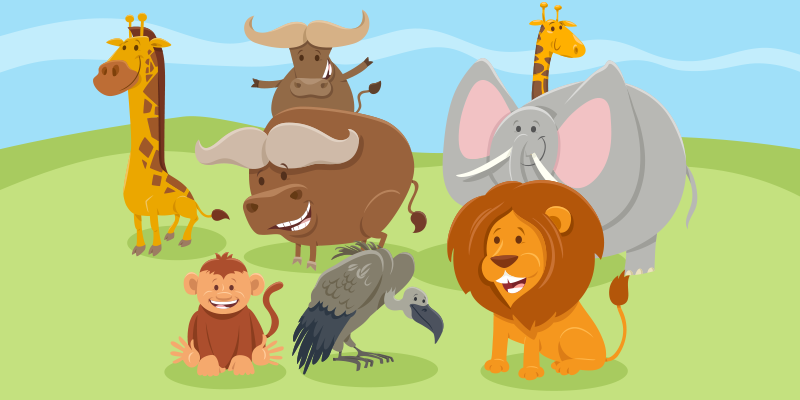 χρωματιστό ζώο για παιδική ζωική εκτύπωση κουβέρτα βινυλίου - TenStickers