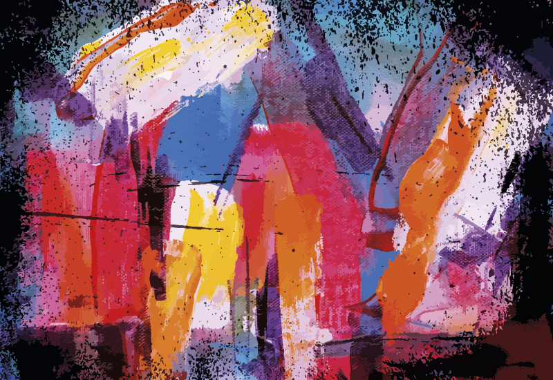 αφηρημένη μπογιά χρωματισμένη μοντέρνα κουβέρτα βινυλίου - TenStickers