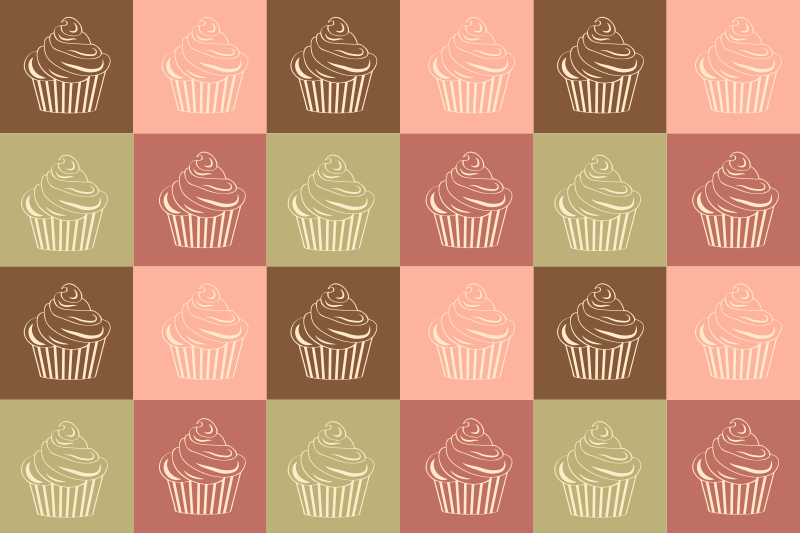 Vintage cupcakes vintage χαλί βινυλίου - TenStickers
