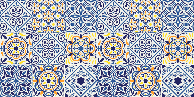 διαφορετικά πλακάκια εφέ πλακάκια δαπέδου κουζίνας - TenStickers