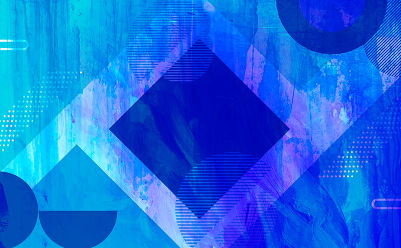 Μινιμαλιστικό χαλί από βινύλιο μπλε γεωμετρικά μοτίβα - TenStickers