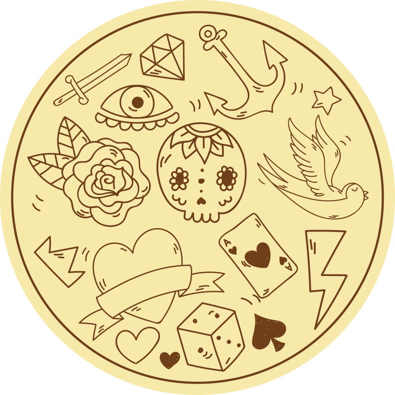 χαλί εφηβικής κρεβατοκάμαρας σύμβολα τατουάζ - TenStickers