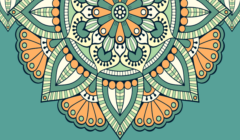 Χαλί μάνταλα με μισό λουλουδάτο μοτίβο - TenStickers