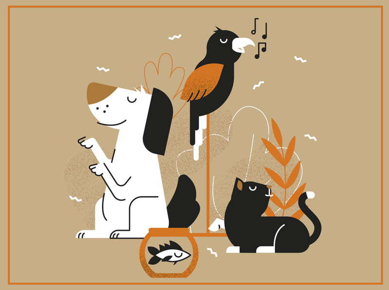 χαρούμενα χαριτωμένα κατοικίδια ζώα κουβέρτα - TenStickers