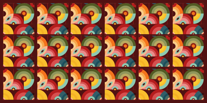 Βινταζέ χαλί από βινύλιο ρετρό πολύχρωμα κυκλικά σχήματα - TenStickers