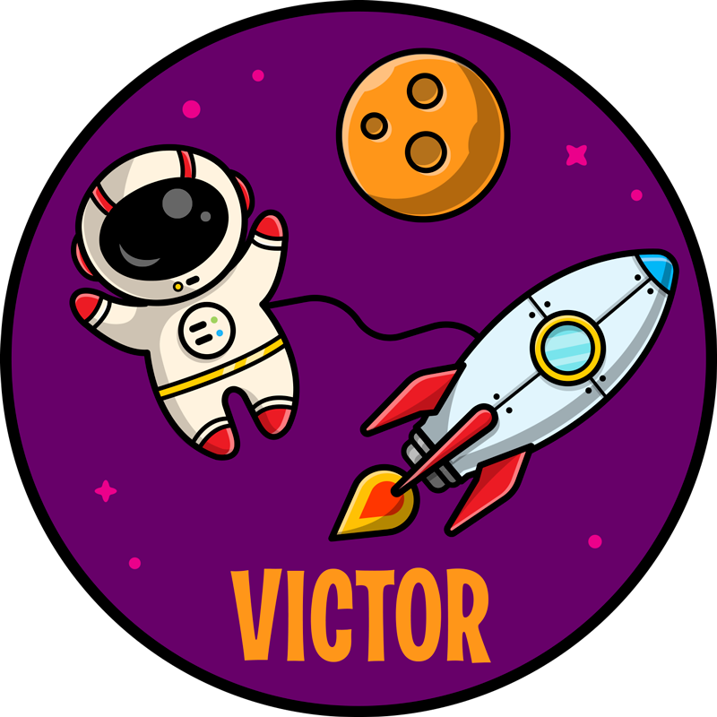 πλανήτες και κοσμοναύτης σε μωβ προσαρμοσμένο χαλί - TenStickers