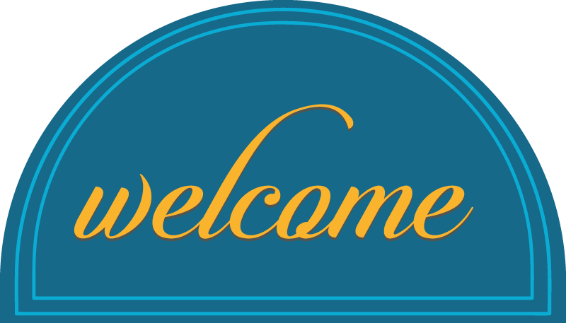 Χαλί εισόδου σχέδιο μπλε καλωσορίσματος - TenStickers