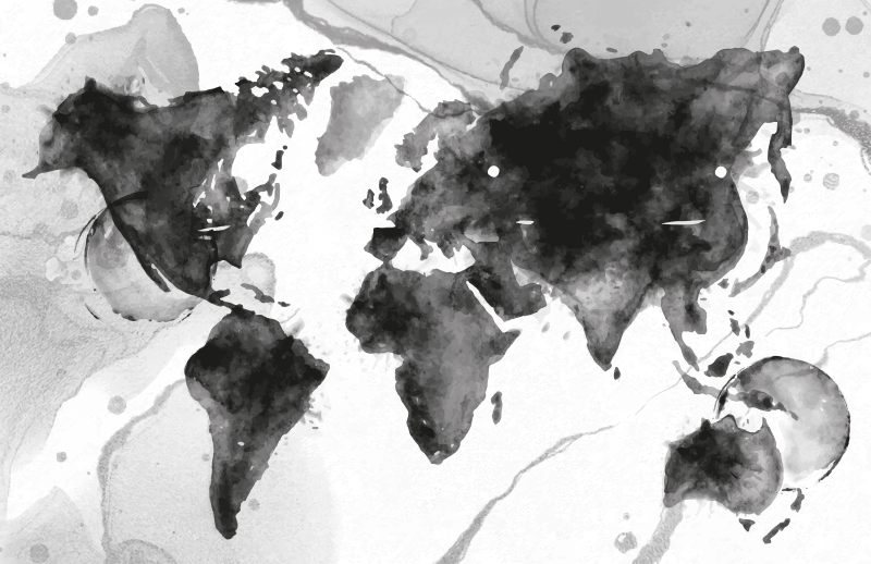 μαύρο χαλί ακουαρέλα παγκόσμιο χάρτη - TenStickers