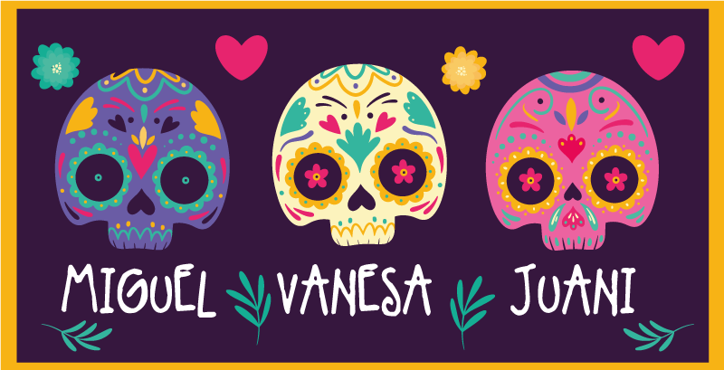 εξατομικευμένο χαλί μεξικάνικα κρανία - TenStickers