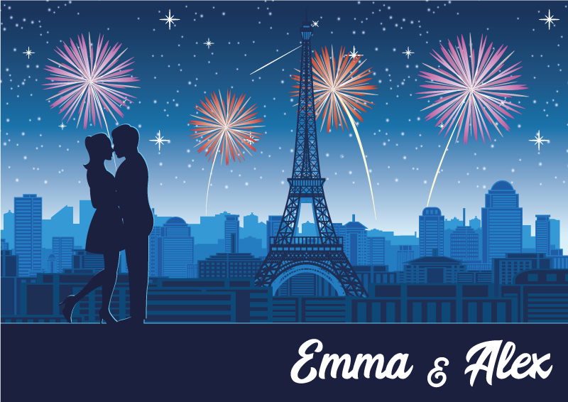 Βινυλιακό χαλί με όνομα παριζιάνικο ειδύλλιο - TenStickers