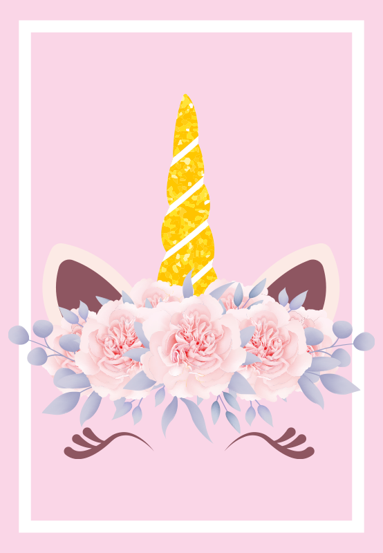 μονόκερος με τριαντάφυλλα παιδικό χαλάκι - TenStickers