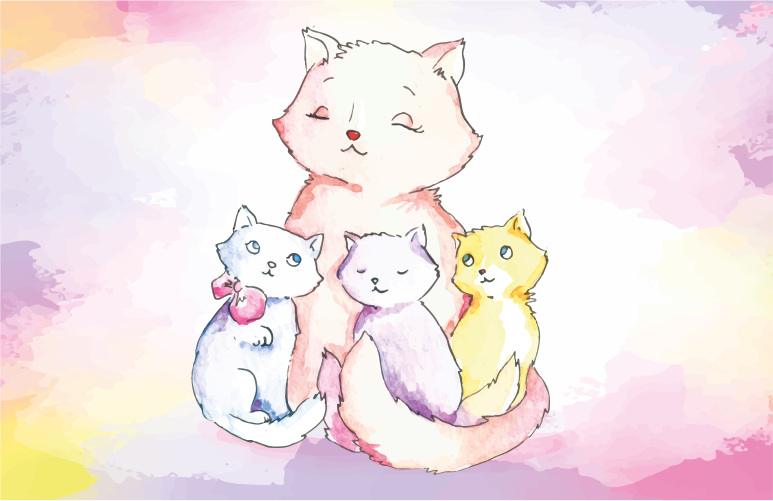 οικογένεια κουβερτών κρεβατοκάμαρων γατών - TenStickers