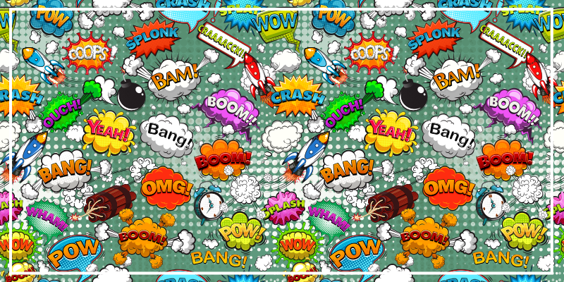 χαλί εφηβικής κρεβατοκάμαρας κωμικά ηχητικά εφέ - TenStickers