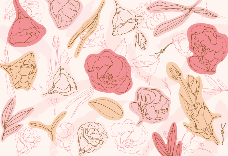 ροζ και άσπρα τριαντάφυλλα λουλουδάτο χαλί - TenStickers