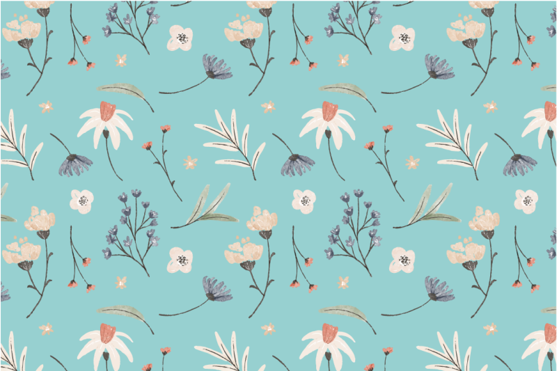 λουλούδια και φύλλα λουλουδάτο χαλί - TenStickers