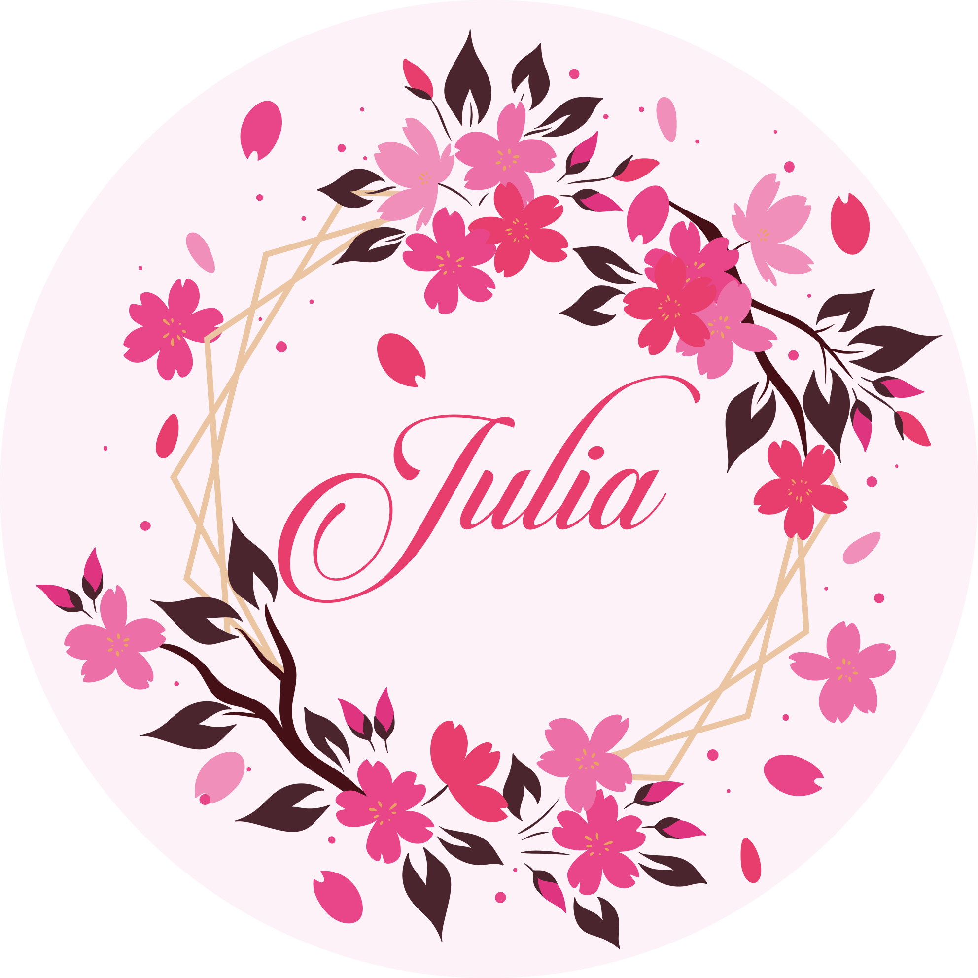 χαλί κρεβατοκάμαρας βοτανικό στέμμα με όνομα - TenStickers