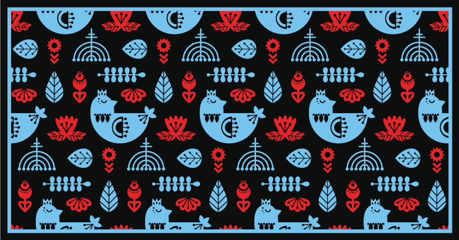 xαλί με εκτύπωση ζώου πολύχρωμα λαϊκά μοτίβα - TenStickers